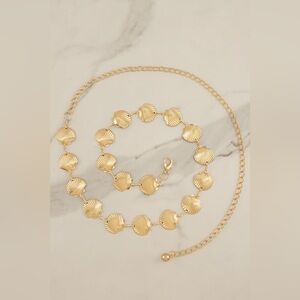 Scallop Seashell Textured Link Chain Belt